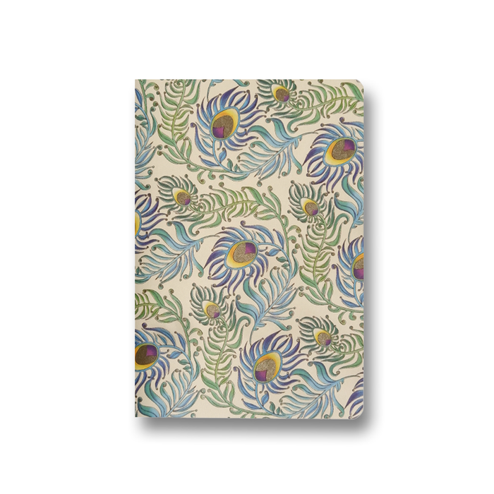 Kartos A5 soft cover journal with peacock design, featuring a vibrant peacock illustration on the front cover.