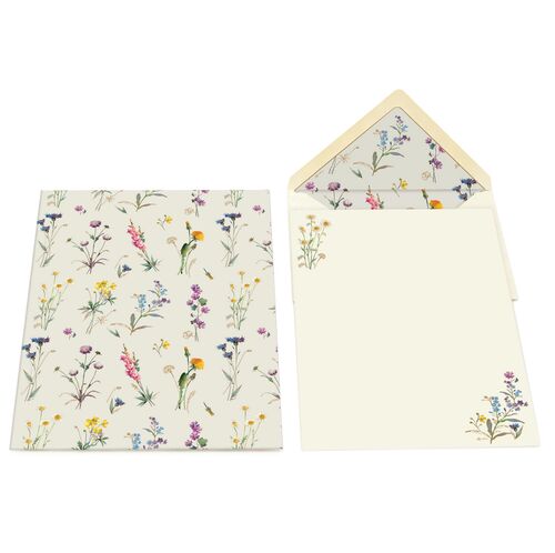 Kartos Wild Flowers portfolio with colorful floral design, featuring multiple compartments for organizing stationery supplies.