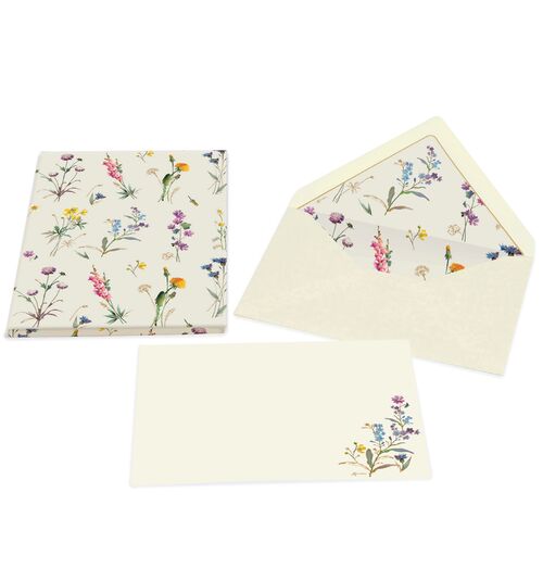Kartos Wild Flowers portfolio showcasing vibrant floral cover and organized interior pages for stationery and document storage.