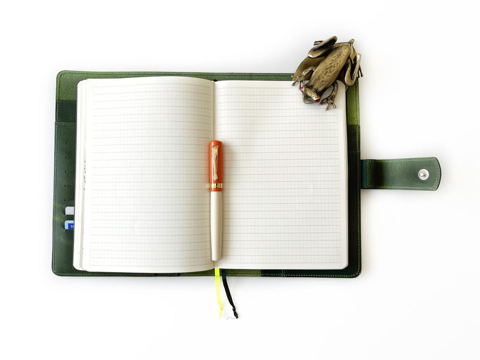 Eng Leather Co. - A5 Size - Leather Notebook Folio - Jungle Green - Papier Plume
