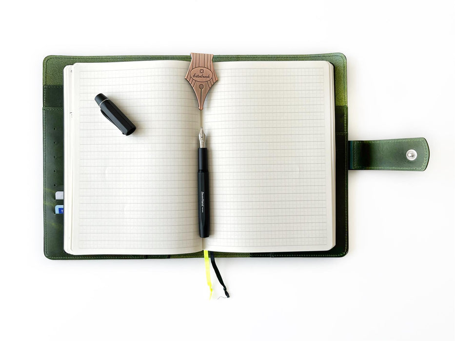 Eng Leather Co. - A5 Size - Leather Notebook Folio - Jungle Green - Papier Plume