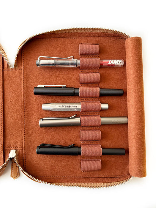 Eng Leather Co. - 18 Slot Apple Leather Pen Case Camel (Vegan) - Papier Plume