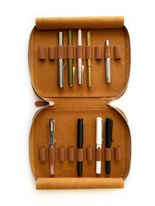 Eng Leather Co. - 18 Slot Apple Leather Pen Case Camel (Vegan) - Papier Plume