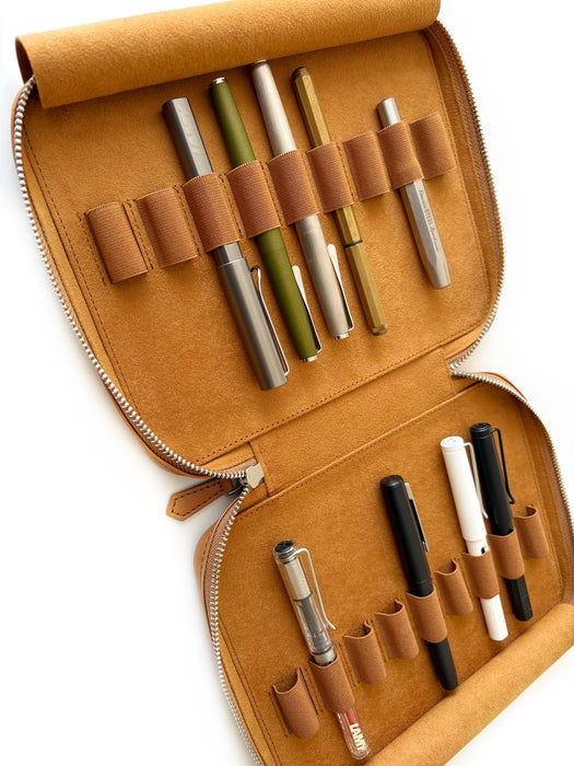 Eng Leather Co. - 18 Slot Apple Leather Pen Case Camel (Vegan) - Papier Plume