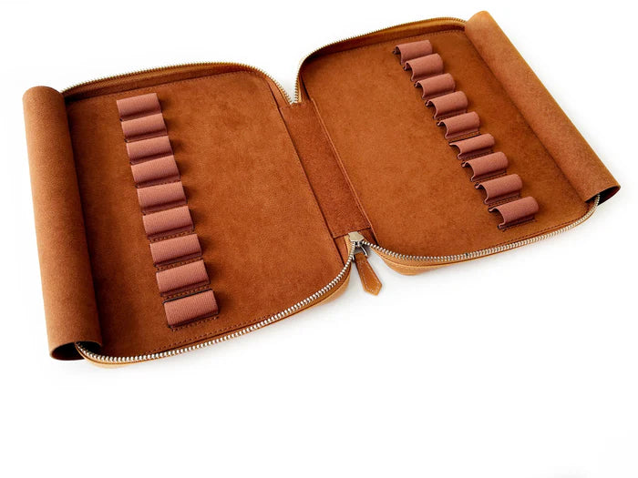 Eng Leather Co. - 18 Slot Leather Pen Case Autumn Golden Leaf - Papier Plume