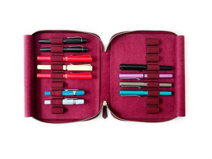 Eng Leather Co. - 18 Slot Leather Pen Case Dark Lavender - Papier Plume