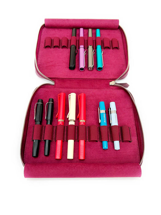 Eng Leather Co. - 18 Slot Leather Pen Case Dark Lavender - Papier Plume