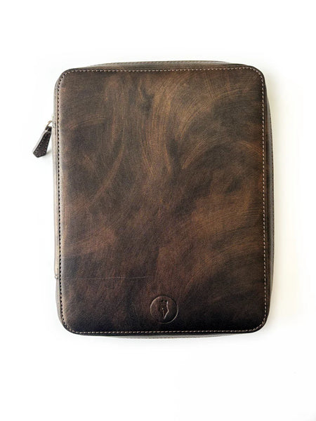 Eng Leather Co. 18-slot leather pen case in galaxy-inspired design, showcasing sleek, organized storage for multiple pens.