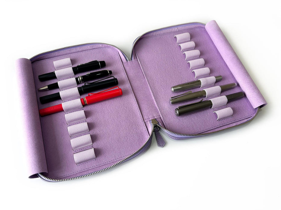 Eng Leather Co. - 18 Slot Leather Pen Case light lavender - Papier Plume