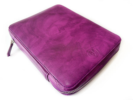 Eng Leather Co. - 18 Slot Leather Pen Case Violet - Papier Plume