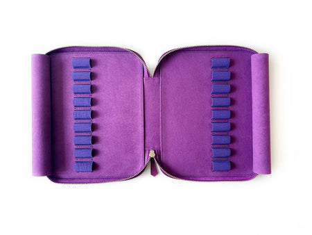 Eng Leather Co. - 18 Slot Leather Pen Case Violet - Papier Plume