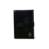 Large Italian leather refillable latch journal or 2025 planner by Il Cartiglio with black cover and silver latch closure.