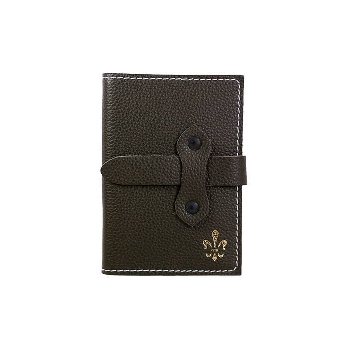 Large Italian leather refillable latch journal or 2025 planner by Il Cartiglio, featuring dark green cover and daily planning pages.