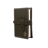 Large Italian leather refillable latch journal or 2025 planner with dark green cover and brass latch by Il Cartiglio.