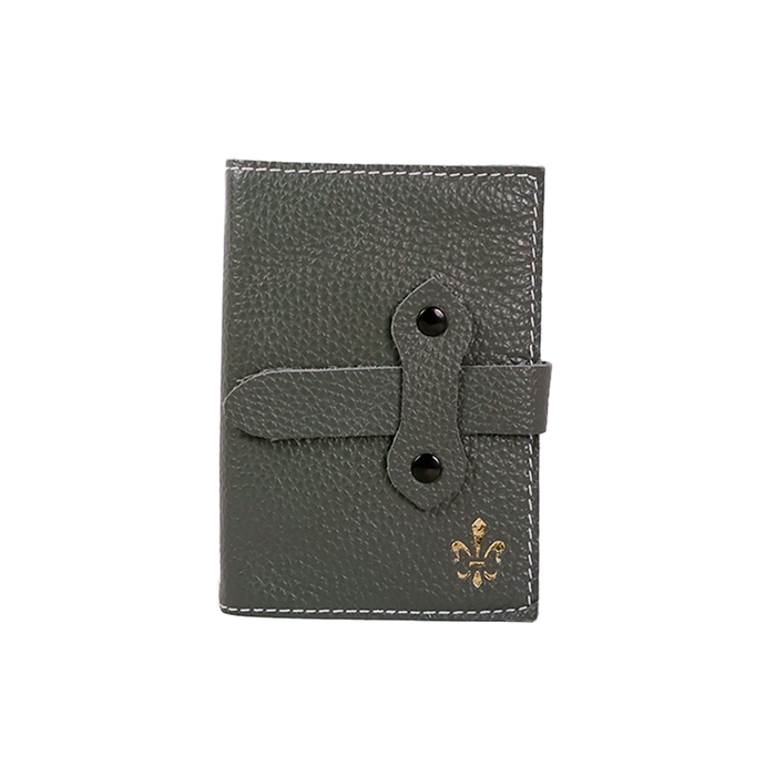 Large Italian leather refillable latch journal and 2025 daily planner by Il Cartiglio with grey cover and elegant design.