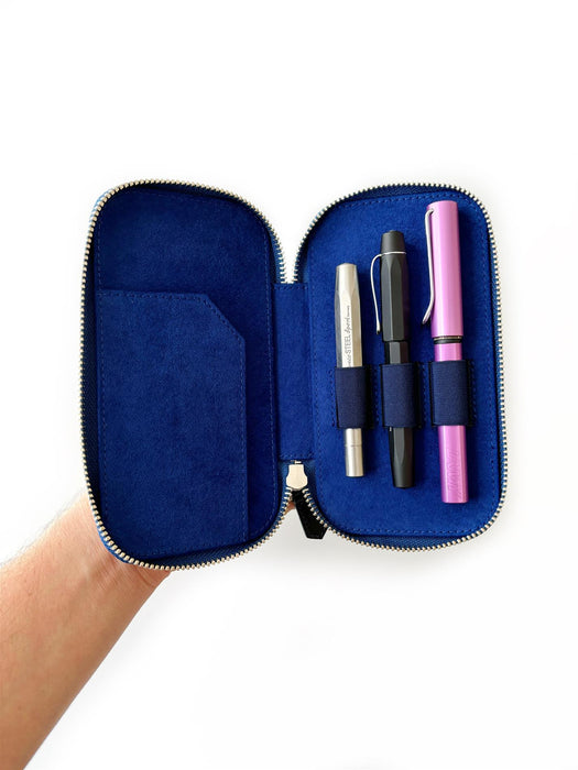 Eng Leather Co. - 3 Slot - Leather Pen Case Blue Galaxy - Papier Plume