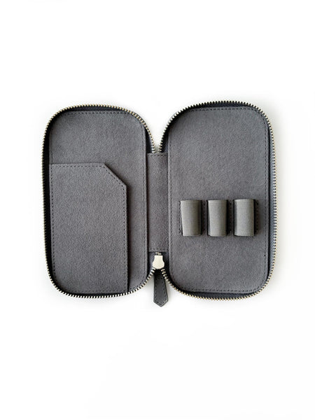Eng Leather Co. - 3 Slot - Leather Pen Case Mineral Grey - Papier Plume
