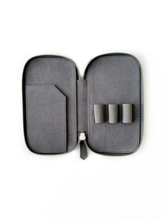 Eng Leather Co. - 3 Slot - Leather Pen Case Mineral Grey - Papier Plume