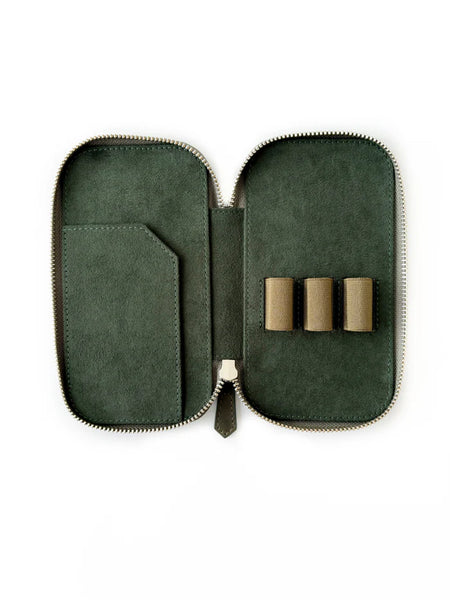 Eng Leather Co. - 3 Slot - Leather Pen Case Natural Olive - Papier Plume