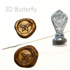 Le Potier D'etain wax seal with 3D butterfly design, showcasing intricate detailing on a golden wax seal.