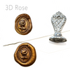 Le Potier D'etain wax seal featuring a detailed 3D rose design on a natural wax seal stamp.