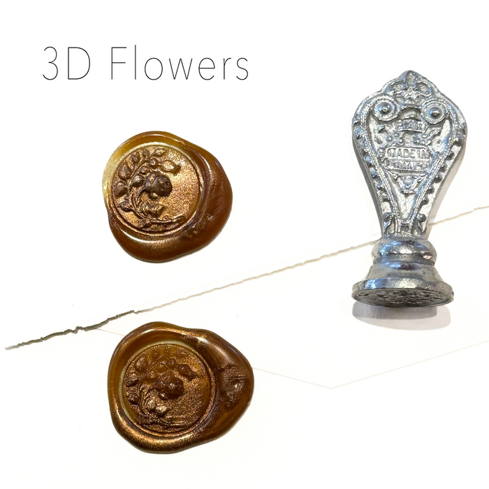Le Potier D'etain wax seal with 3D floral embossed design, perfect for decorative sealing and craft projects.