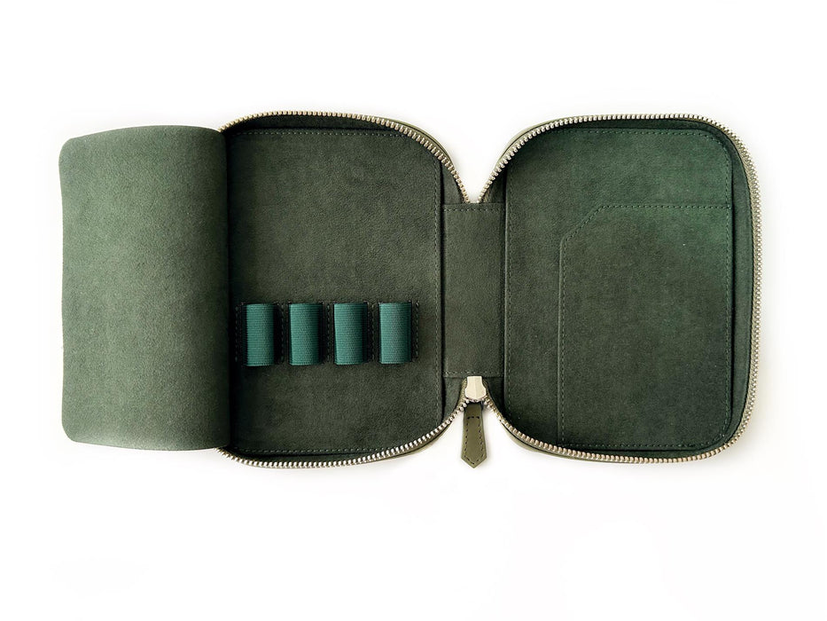 Eng Leather Co. - 4 Slot Leather A6 Pen Case - Dark Olive Green - Papier Plume