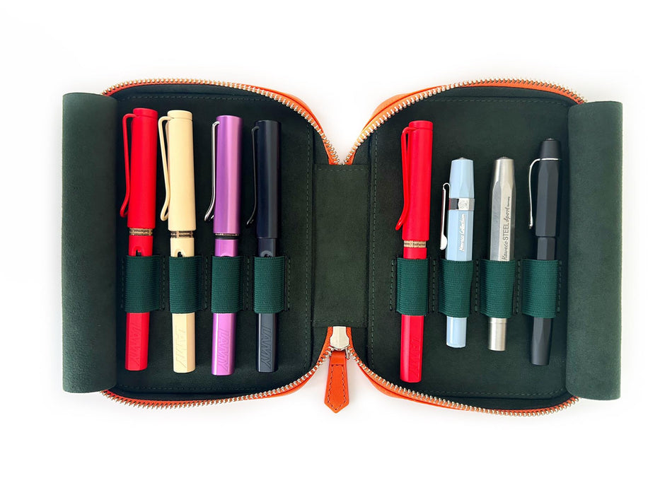 Eng Leather Co. - 4 Slot Leather A6 Pen Case - Pumpkin - Papier Plume