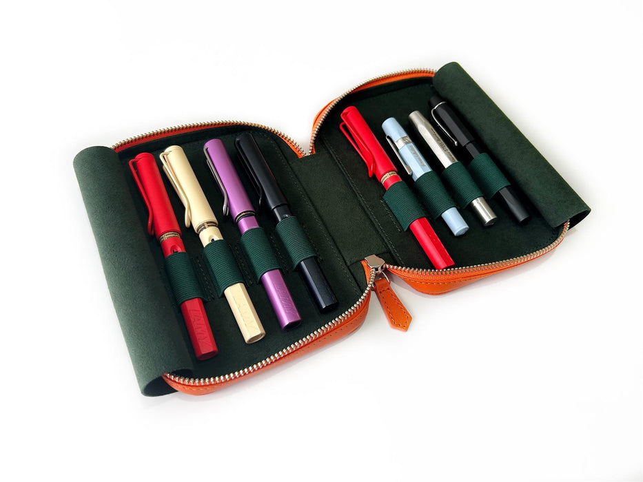 Eng Leather Co. - 4 Slot Leather A6 Pen Case - Pumpkin - Papier Plume