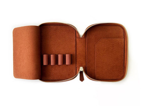 Eng Leather Co. - 4 Slot Leather A6 Pen Case - Walnut Brown - Papier Plume