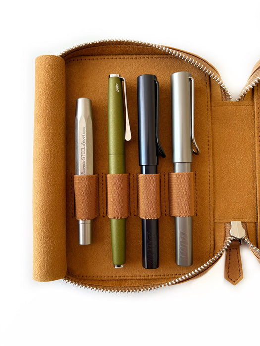 Eng Leather Co. - 4 Slots Apple Leather A6 Pen Case Camel (Vegan) - Papier Plume