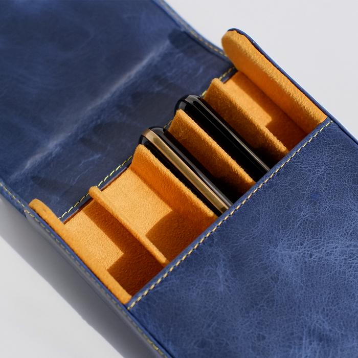 Eng Leather Co. - 5 Pen Hard Case Blue - Papier Plume