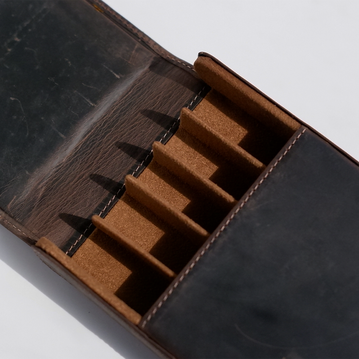 Eng Leather Co. - 5 Pen Hard Case Dark Brown - Papier Plume
