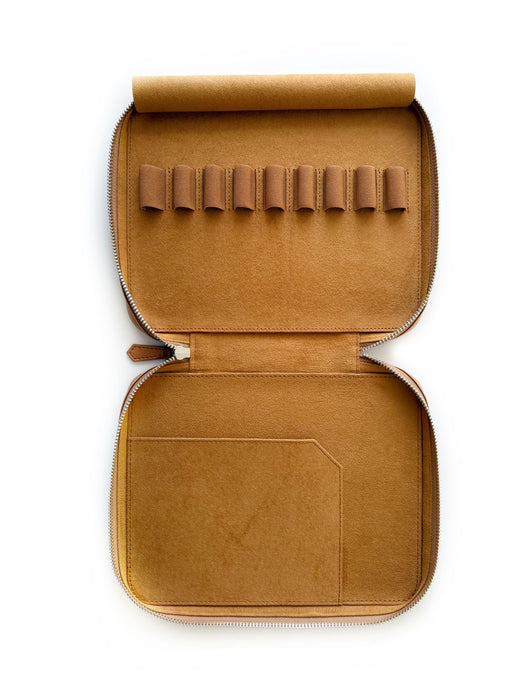 Eng Leather Co. - 9 Slot Apple Leather Pen Case Camel (Vegan) - Papier Plume