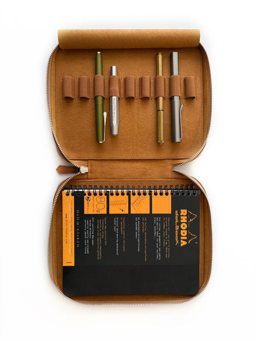 Eng Leather Co. - 9 Slot Apple Leather Pen Case Camel (Vegan) - Papier Plume