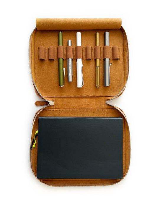 Eng Leather Co. - 9 Slot Apple Leather Pen Case Camel (Vegan) - Papier Plume