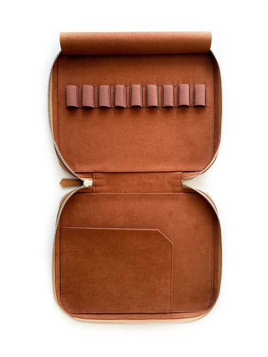 Eng Leather Co. - 9 Slot Apple Leather Pen Case Camel (Vegan) - Papier Plume