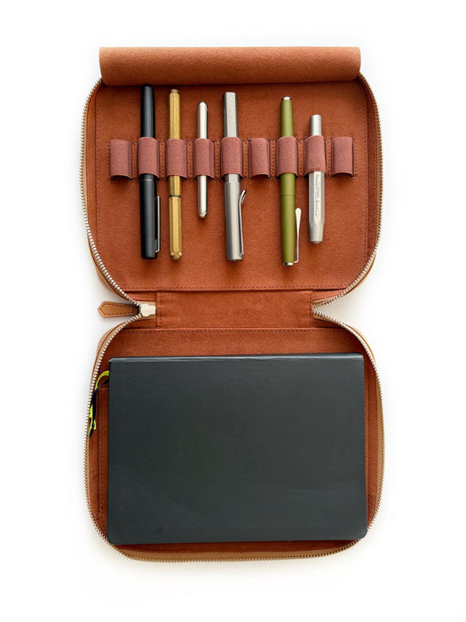 Eng Leather Co. - 9 Slot Apple Leather Pen Case Camel (Vegan) - Papier Plume