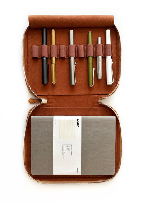 Eng Leather Co. - 9 Slot Apple Leather Pen Case Camel (Vegan) - Papier Plume