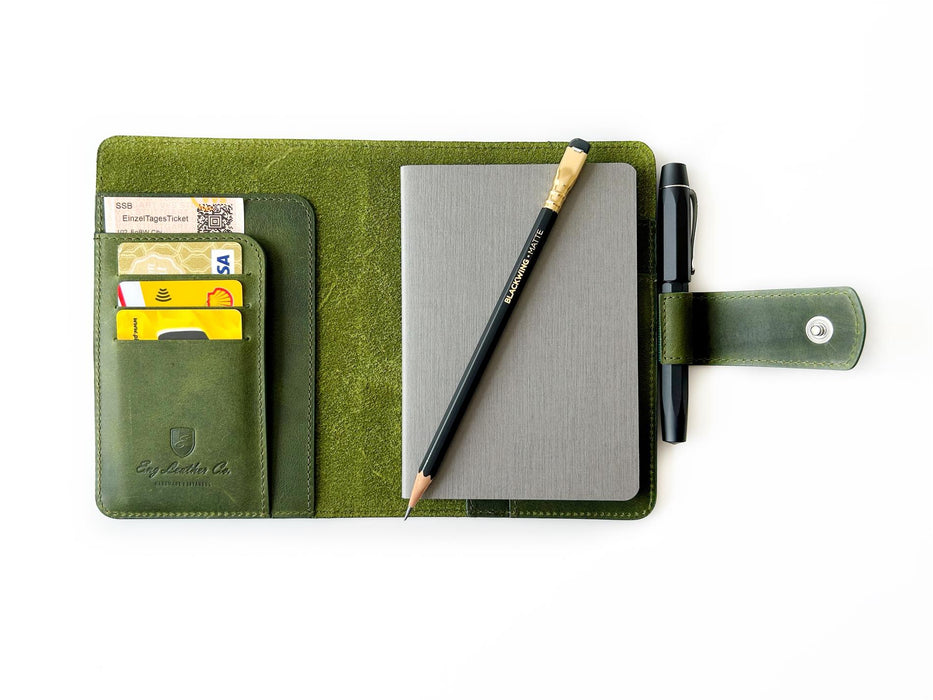 Eng Leather Co. - A6 Size - Leather Notebook Cover Jungle Green - Papier Plume