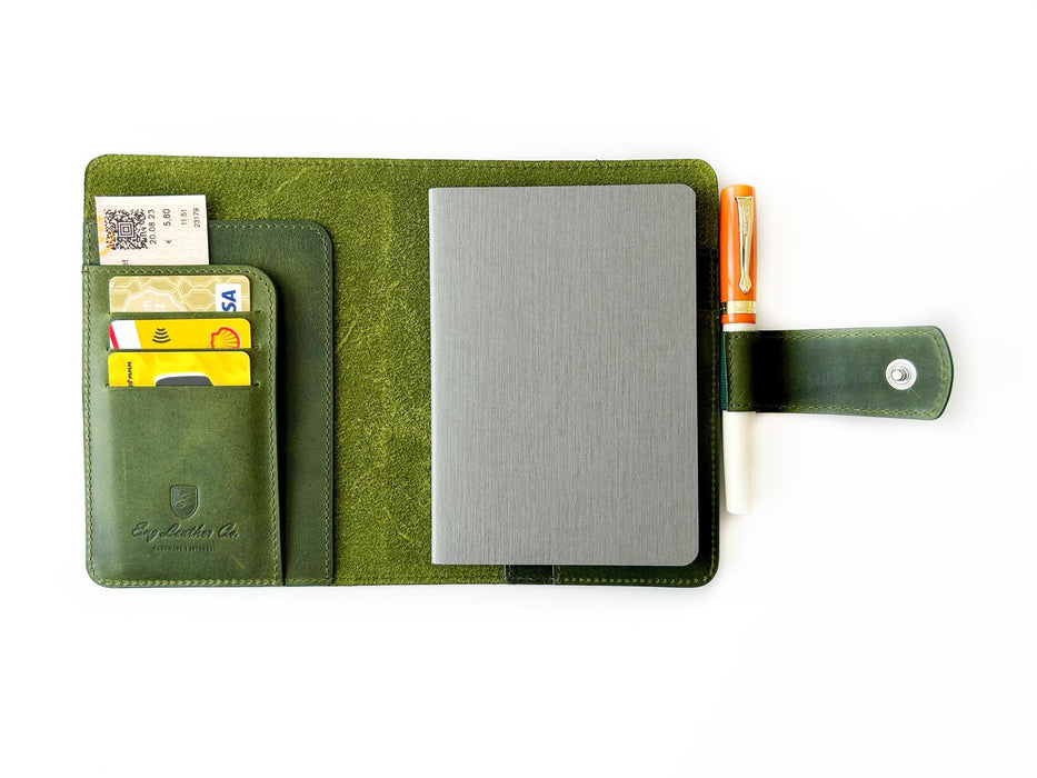 Eng Leather Co. - A6 Size - Leather Notebook Cover Jungle Green - Papier Plume