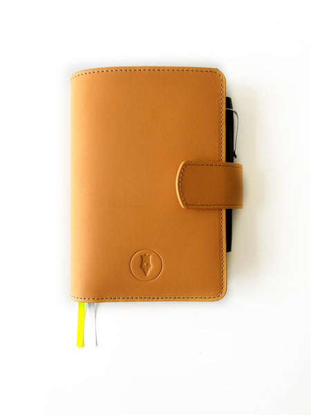 Eng Leather Co. - A6 Size - Leather Notebook Cover Aged Natural - Papier Plume