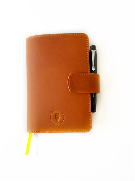 Eng Leather Co. - A6 Size - Leather Notebook Cover Crazy Horse Brown - Papier Plume