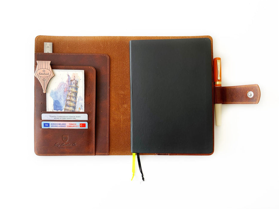 Eng Leather Co. - A6 Size - Leather Notebook Cover Dark Toscano - Papier Plume