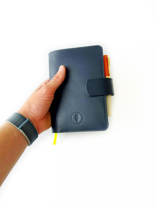 Eng Leather Co. - A6 Size - Leather Notebook Cover Navy Blue - Papier Plume