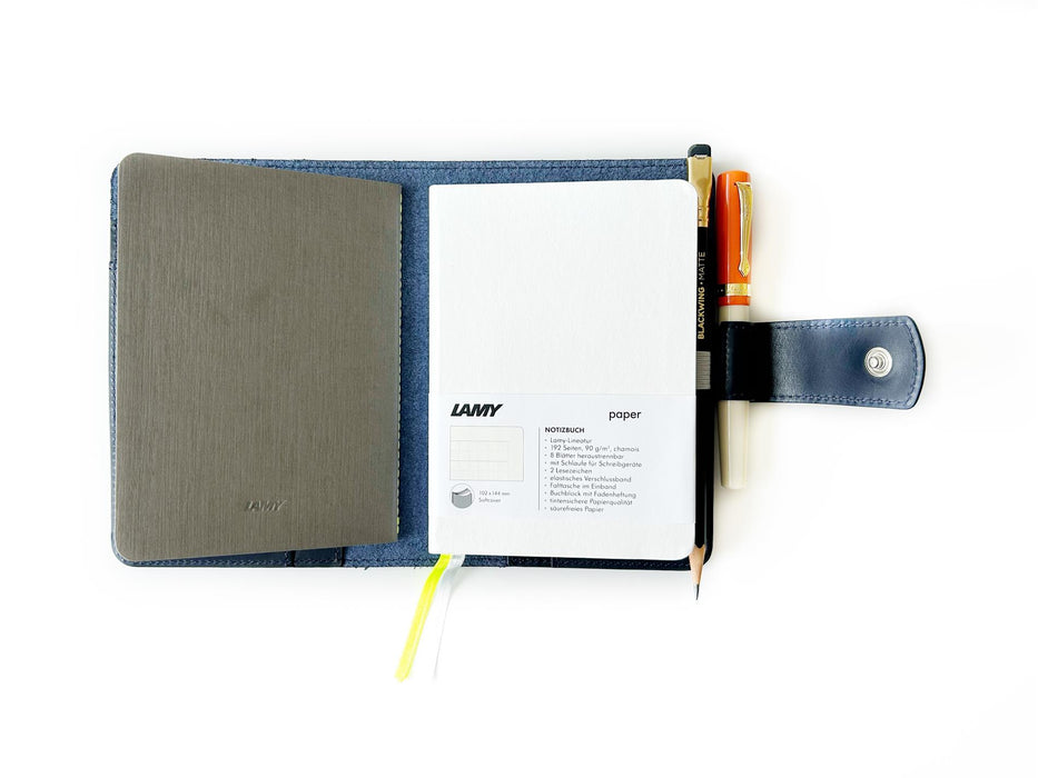 Eng Leather Co. - A6 Size - Leather Notebook Cover Navy Blue - Papier Plume
