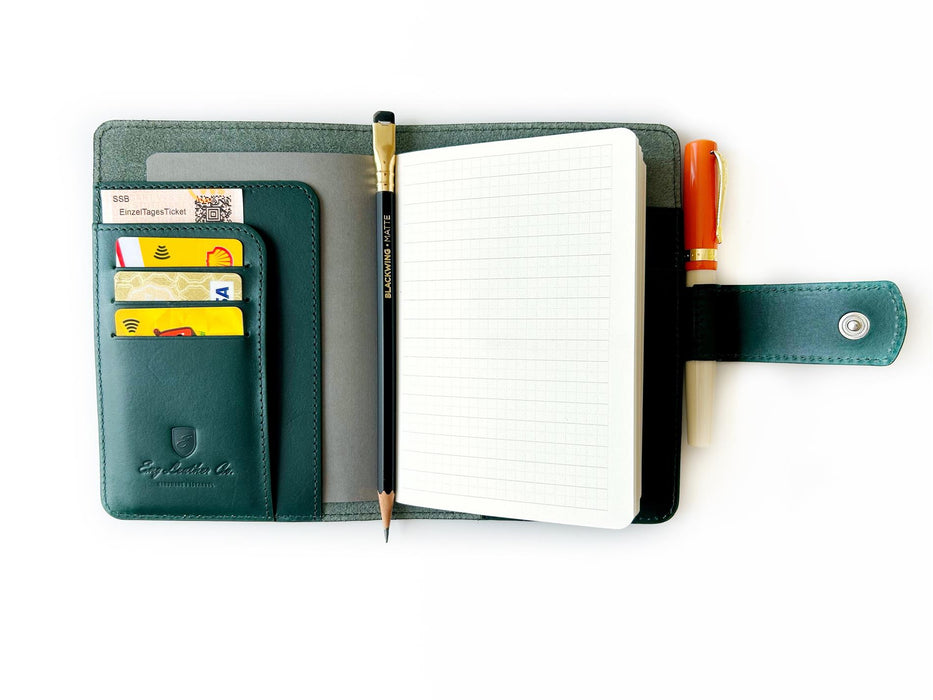 Eng Leather Co. - A6 Size - Leather Notebook Cover NorthenGreen - Papier Plume