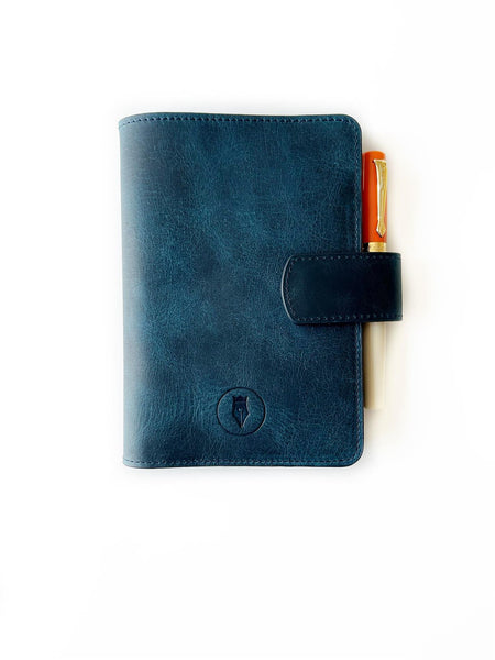 Eng Leather Co. - A6 Size - Leather Notebook Cover Ocean Blue - Papier Plume