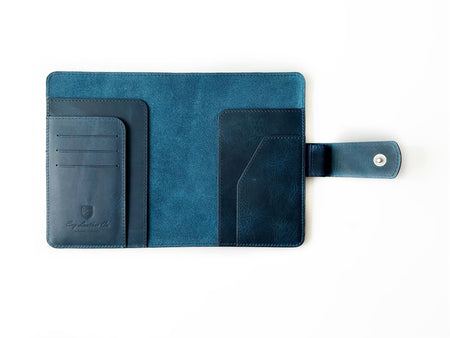 Eng Leather Co. - A6 Size - Leather Notebook Cover Ocean Blue - Papier Plume