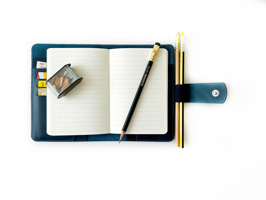 Eng Leather Co. - A6 Size - Leather Notebook Cover Ocean Blue - Papier Plume